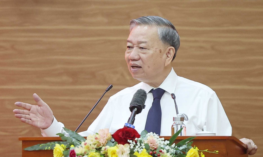 Tổng Bí thư Tô Lâm phát biểu tại buổi làm việc.